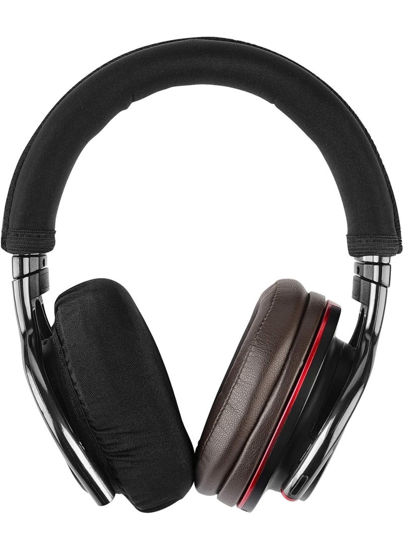 2 Pairs Flex Fabric Headphones Ear Covers - Product Safety Certified - Washable & Stretchable Earcup Protectors for Over-Ear Headsets, Sweat Pads for Gym, Gaming (Size M/Black) - Image 5
